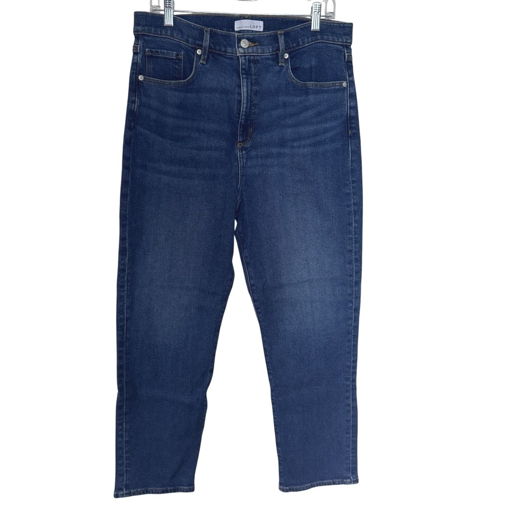 Loft The Slim Jeans Womens 12 31 Dark Wash High Rise Straight Leg Blue Denim